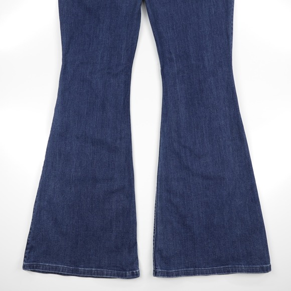 Hollister Women's High Rise Medium Wash Stretch Distressed Denim Flare Jeans 32 - Picture 6 of 11